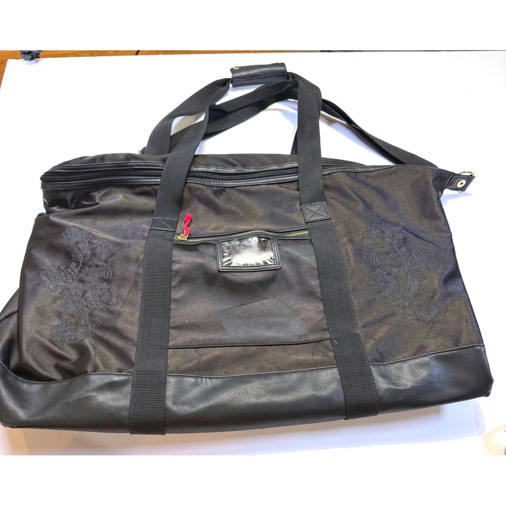 Mossimo Supply Co Black Floral Embroidered Duffel Bag Weekender Travel Bag
